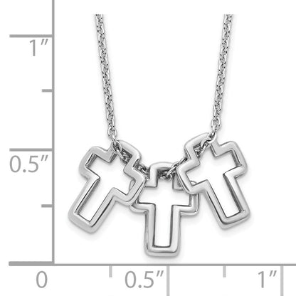Sterlingsilber Rhodiniert 18 Zoll 3-cross Halskette