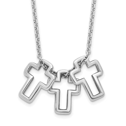 Sterlingsilber Rhodiniert 18 Zoll 3-cross Halskette