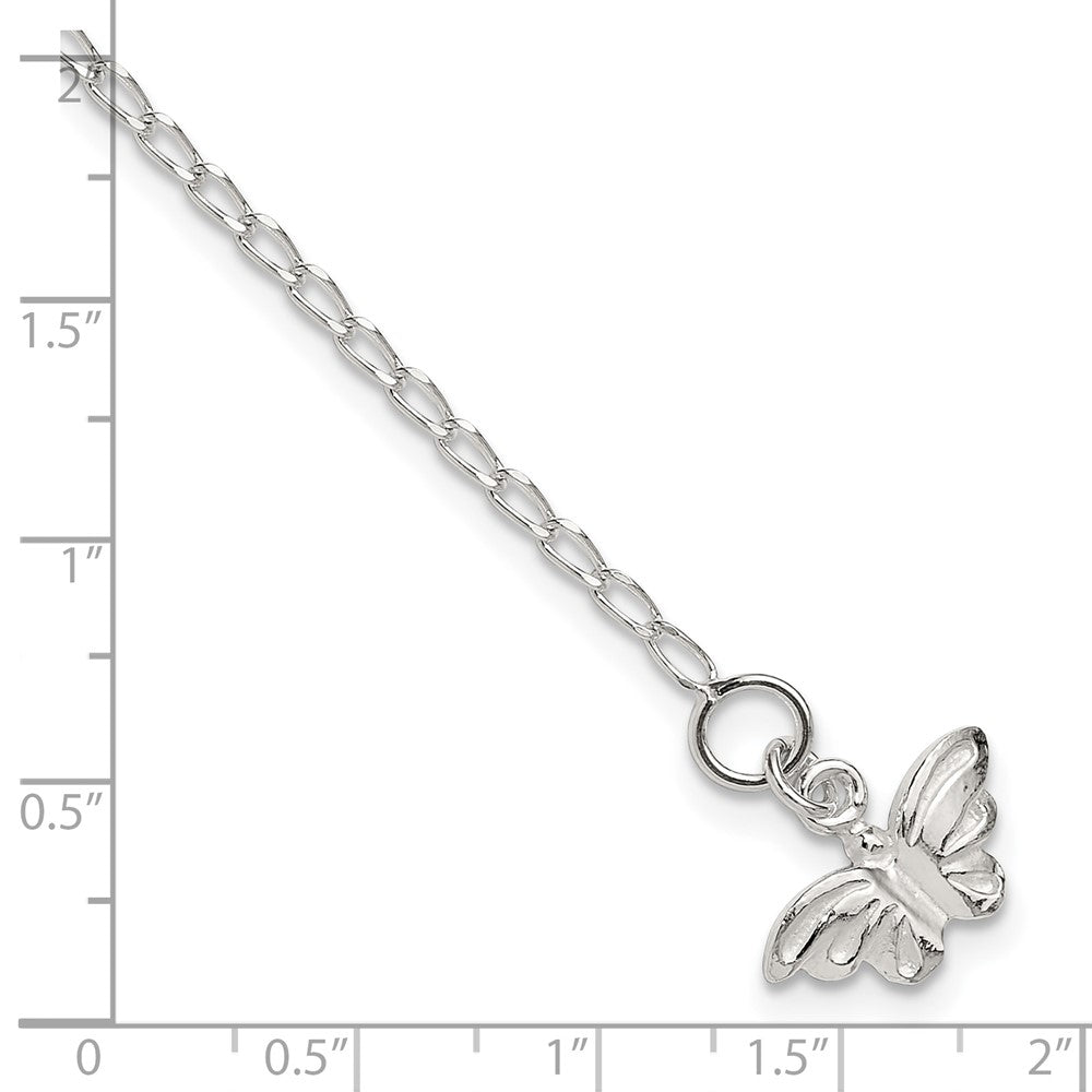 Sterlingsilber 10inch Massiv Poliert Schmetterling Fußkettchen