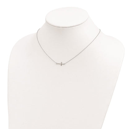 Sterlingsilber Rhodiniert mit 2 Zoll Verlängerung. Seitlich Kreuz Halskette