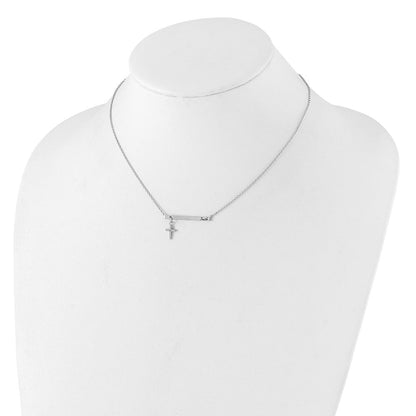 Sterlingsilber Rhodiniert Zirkonia Kreuz Schwarz Emaille Glaube Stab Halskette
