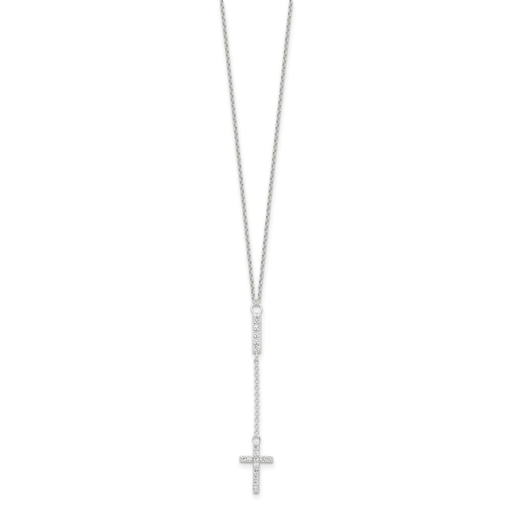 Sterlingsilber Zirkonia 16 Zoll Kreuz Halskette