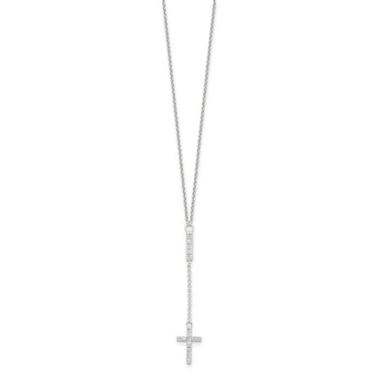 Sterlingsilber Zirkonia 16 Zoll Kreuz Halskette