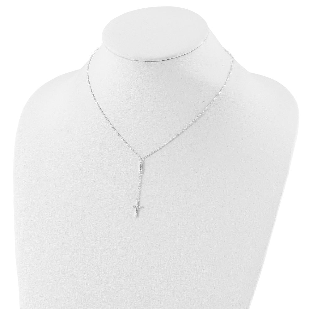 Sterlingsilber Zirkonia 16 Zoll Kreuz Halskette