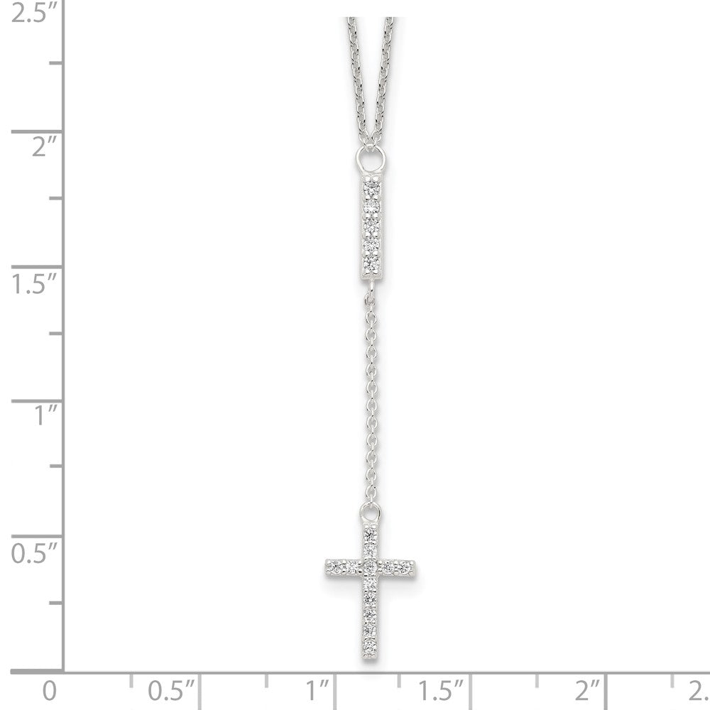 Sterlingsilber Zirkonia 16 Zoll Kreuz Halskette