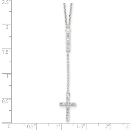 Sterlingsilber Zirkonia 16 Zoll Kreuz Halskette