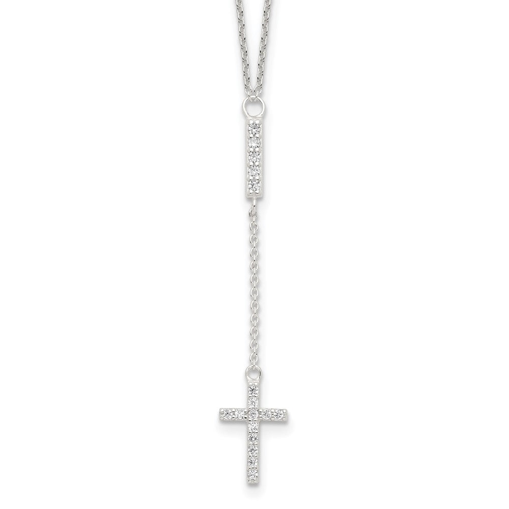 Sterlingsilber Zirkonia 16 Zoll Kreuz Halskette
