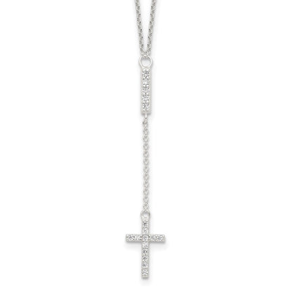 Sterlingsilber Zirkonia 16 Zoll Kreuz Halskette