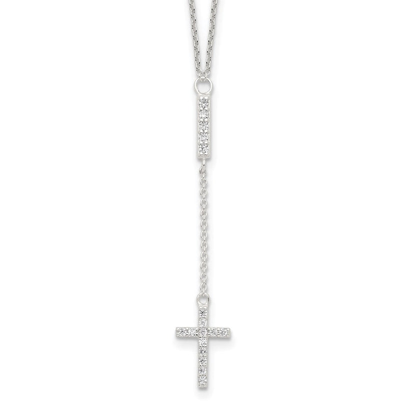 Sterlingsilber Zirkonia 16 Zoll Kreuz Halskette