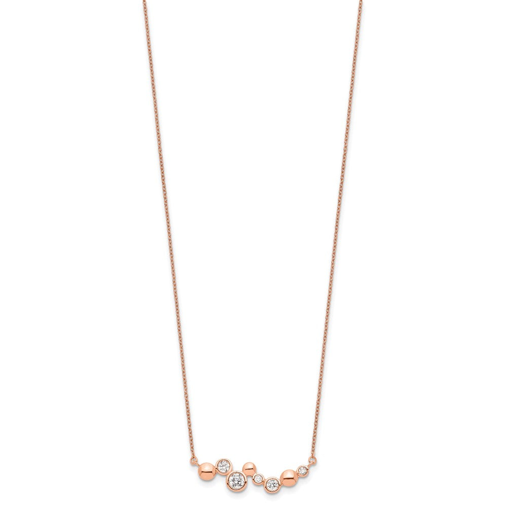 Ss/vergoldet Sterlingsilber Rose Vergoldet Zirkonia mit 1 Zoll Verlängerung Fantasie Stab Halskette