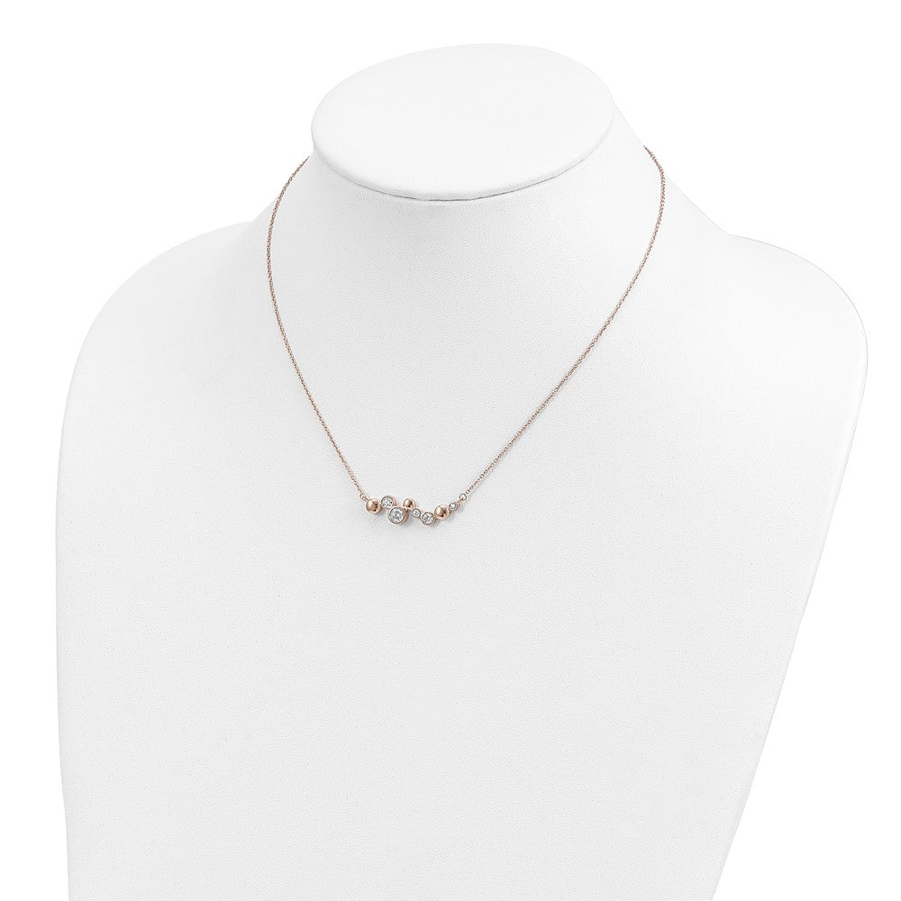 Ss/vergoldet Sterlingsilber Rose Vergoldet Zirkonia mit 1 Zoll Verlängerung Fantasie Stab Halskette