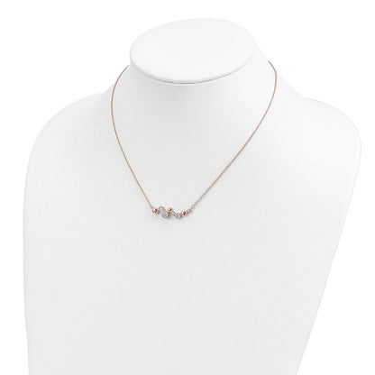 Ss/vergoldet Sterlingsilber Rose Vergoldet Zirkonia mit 1 Zoll Verlängerung Fantasie Stab Halskette