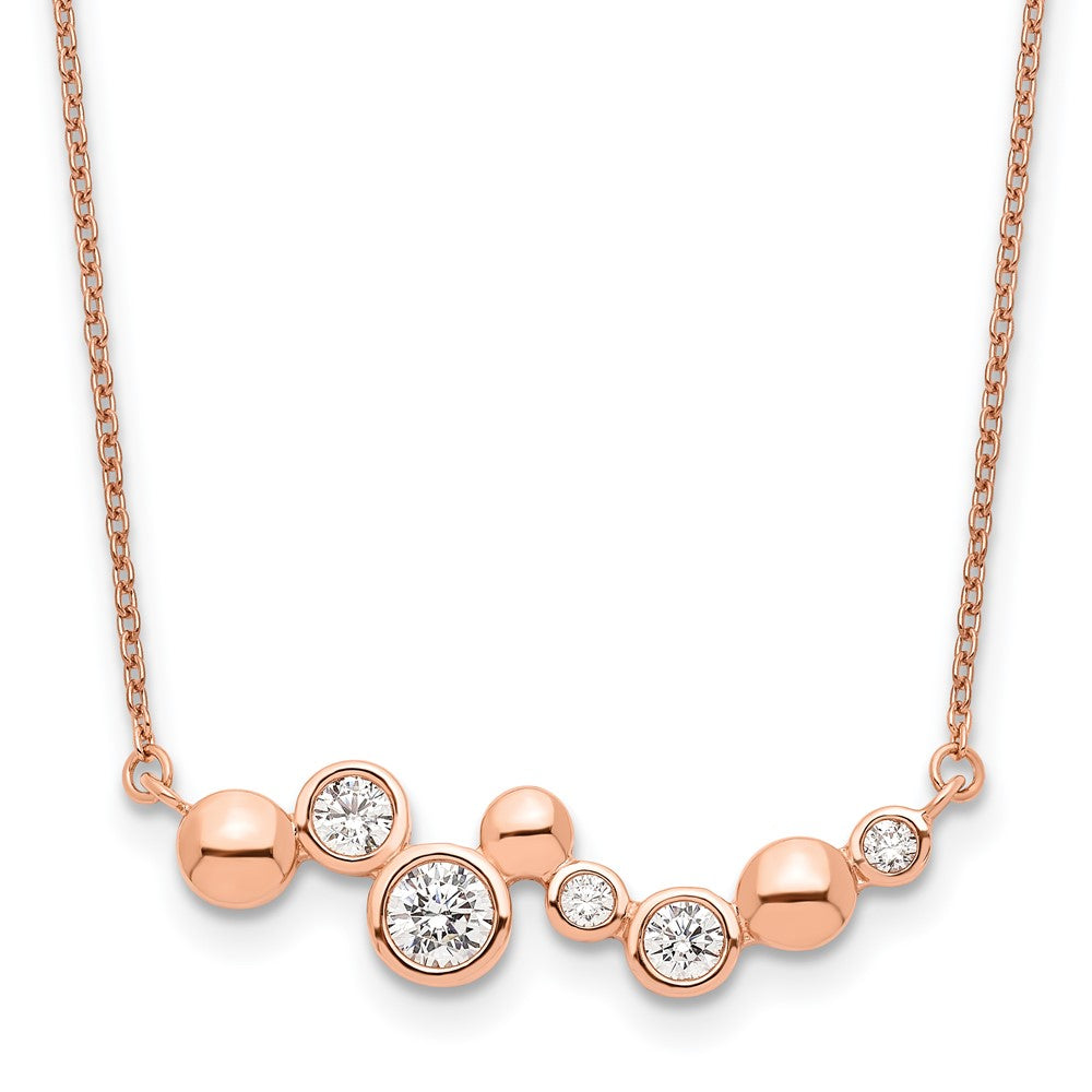 Ss/vergoldet Sterlingsilber Rose Vergoldet Zirkonia mit 1 Zoll Verlängerung Fantasie Stab Halskette