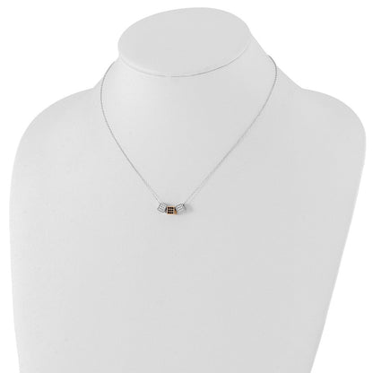 Sterlingsilber Rhodium & Roséfarben mit Schwarz Onyx Zirkonia Cube Halskette