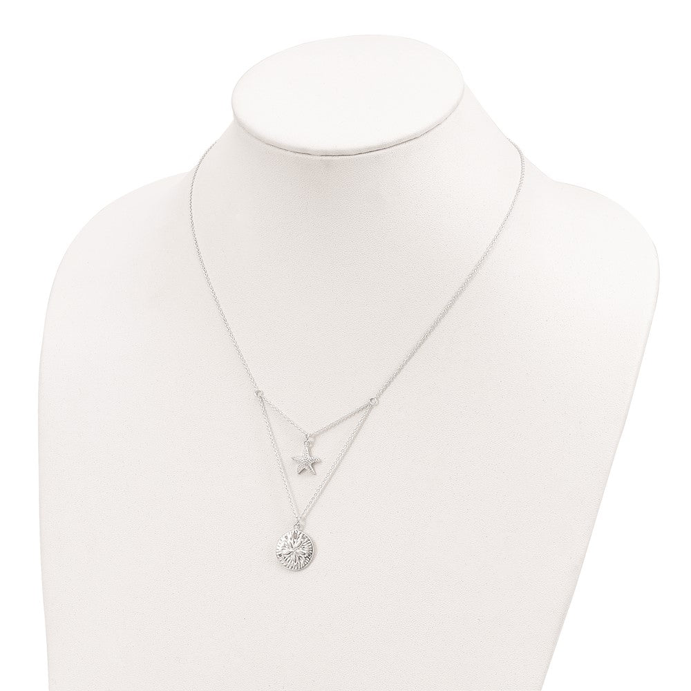 Sterlingsilber Seestern und Sand Dollar 18 Zoll 2-strand Halskette