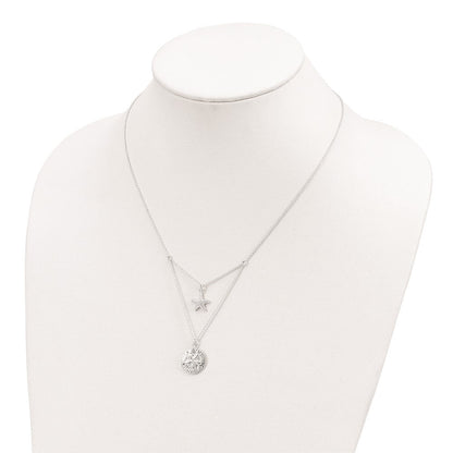 Sterlingsilber Seestern und Sand Dollar 18 Zoll 2-strand Halskette