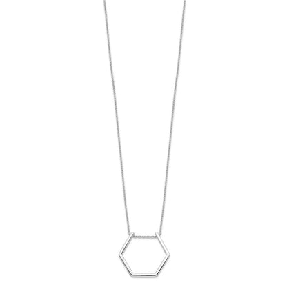 Sterlingsilber Rhodiniert Hexagon Halskette