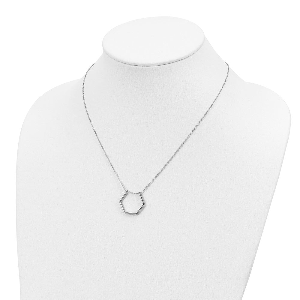 Sterlingsilber Rhodiniert Hexagon Halskette
