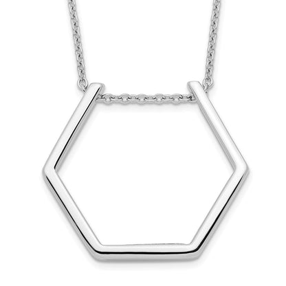 Sterlingsilber Rhodiniert Hexagon Halskette