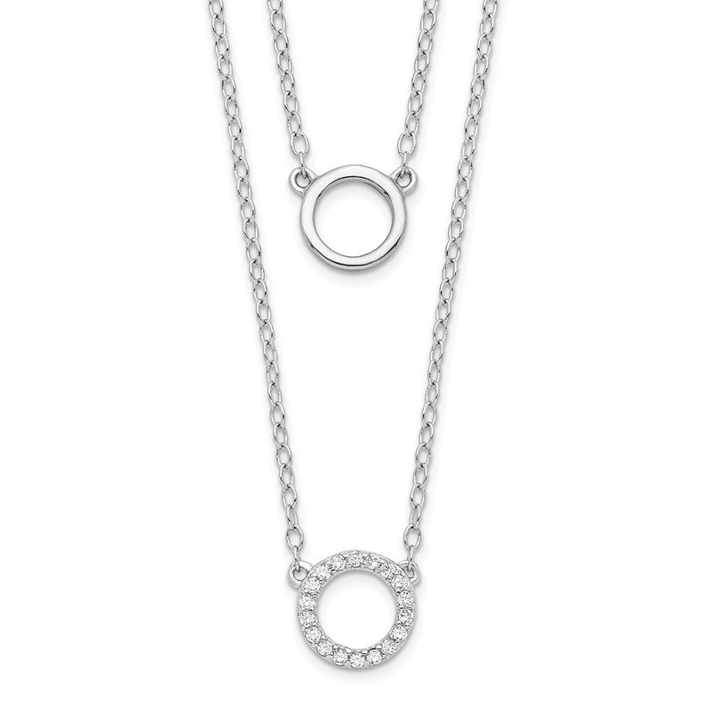 Sterlingsilber Rhodiniert Zirkonia Kreise 16 Zoll mit 2 Zoll Verlängerung Halskette