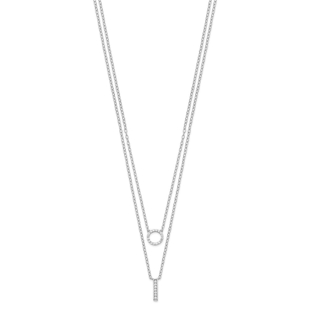 Sterlingsilber Rhodiniert Zirkonia 2-strand Halskette