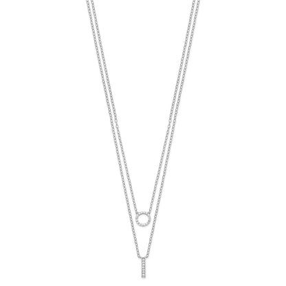 Sterlingsilber Rhodiniert Zirkonia 2-strand Halskette