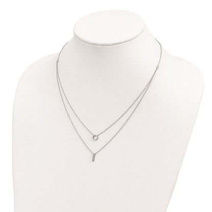 Sterlingsilber Rhodiniert Zirkonia 2-strand Halskette