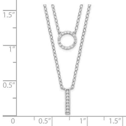 Sterlingsilber Rhodiniert Zirkonia 2-strand Halskette