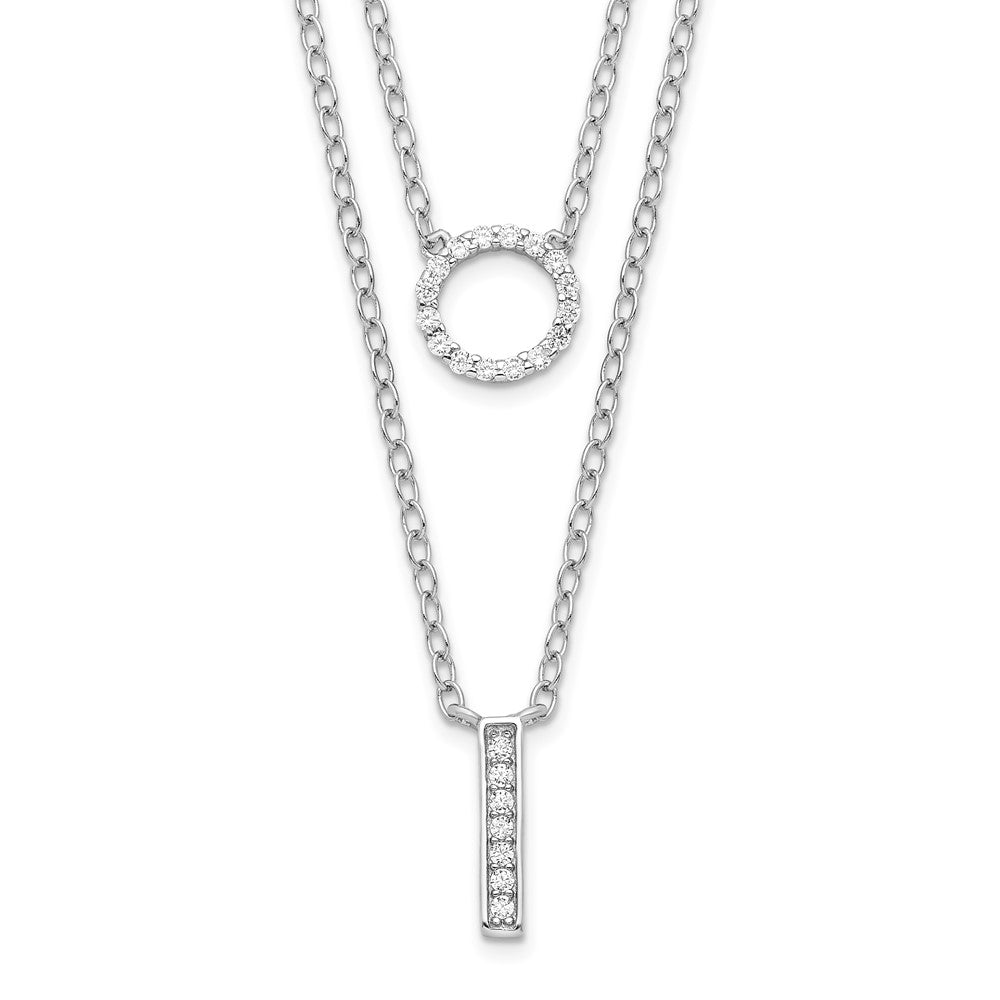 Sterlingsilber Rhodiniert Zirkonia 2-strand Halskette