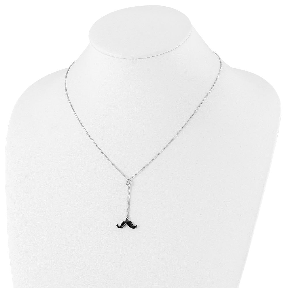 Sterlingsilber & Rutheniumbeschichtet Mustache Tropfen Halskette
