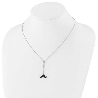 Sterlingsilber & Rutheniumbeschichtet Mustache Tropfen Halskette