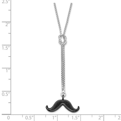 Sterlingsilber & Rutheniumbeschichtet Mustache Tropfen Halskette