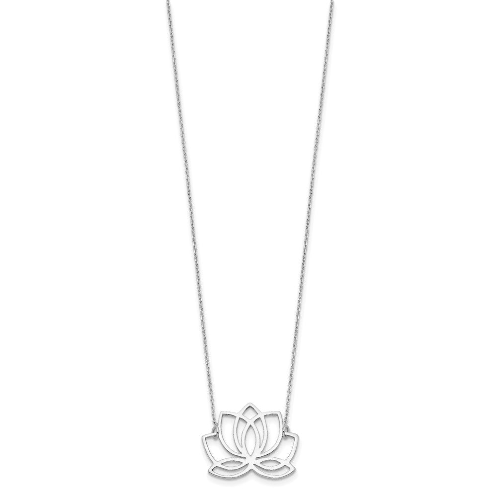 Sterlingsilber Rhodiniert Poliert Lotus Blume 18 Zoll Halskette