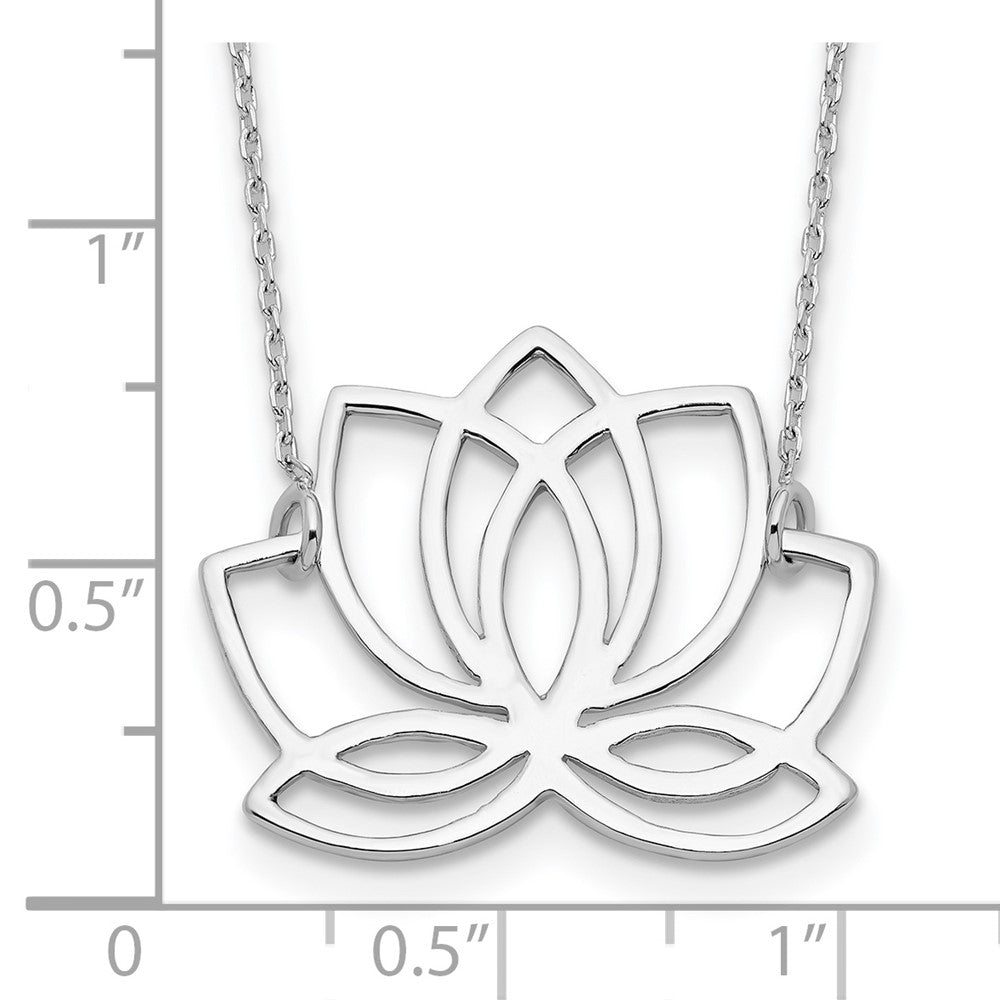 Sterlingsilber Rhodiniert Poliert Lotus Blume 18 Zoll Halskette