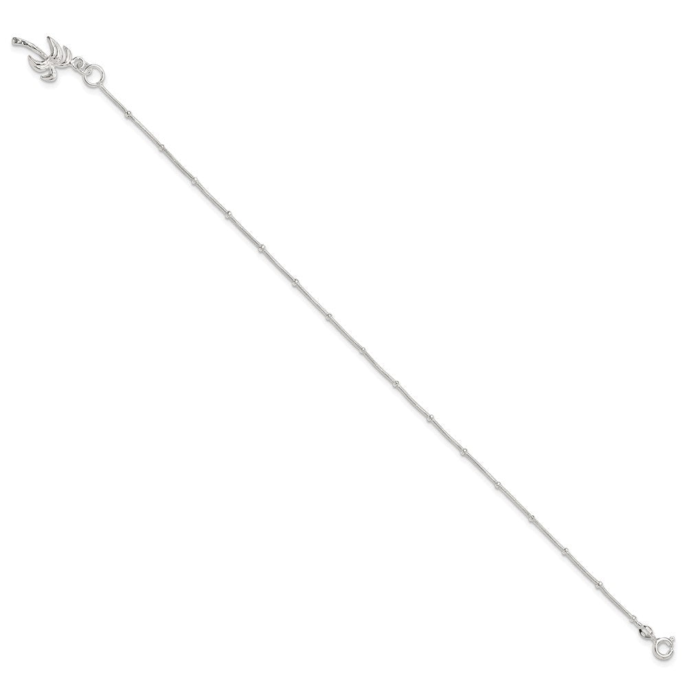 Sterlingsilber 10inch Massiv Poliert Palme Baum Fußkettchen