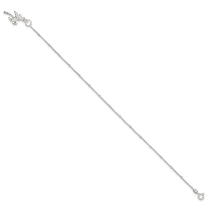 Sterlingsilber 10inch Massiv Poliert Palme Baum Fußkettchen
