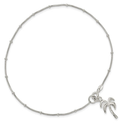 Sterlingsilber 10inch Massiv Poliert Palme Baum Fußkettchen