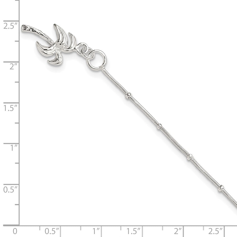 Sterlingsilber 10inch Massiv Poliert Palme Baum Fußkettchen