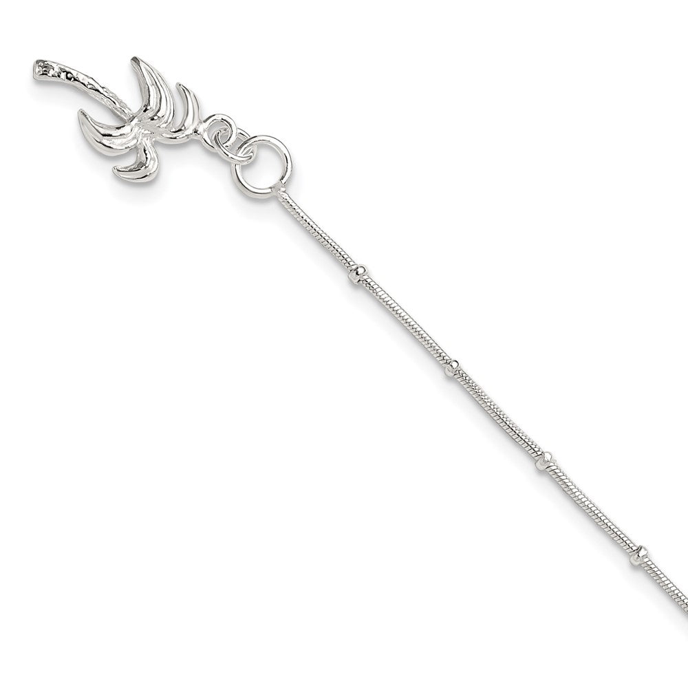 Sterlingsilber 10inch Massiv Poliert Palme Baum Fußkettchen