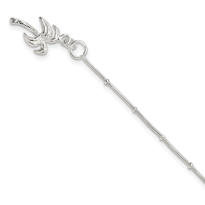Sterlingsilber 10inch Massiv Poliert Palme Baum Fußkettchen