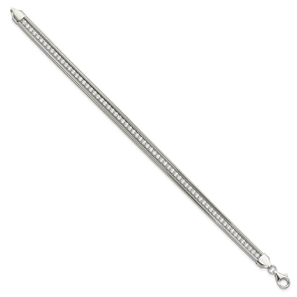 7.5 Zoll Sterlingsilber Zirkonia Poliert Armband