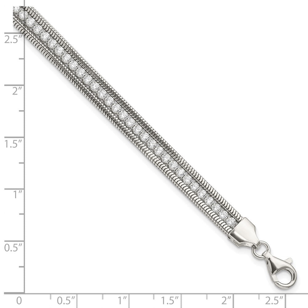 7.5 Zoll Sterlingsilber Zirkonia Poliert Armband