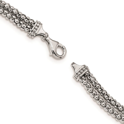 7.25 Zoll Sterlingsilber Rhodiniert Zirkonia Herz Multi-strand Armband