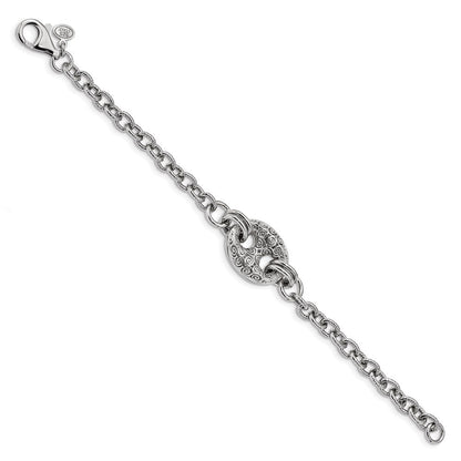 7.5 Zoll Sterlingsilber Rhodiniert Fantasie Swirls Armband