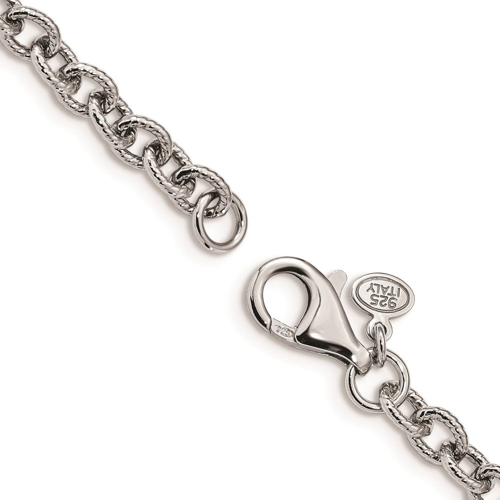 7.5 Zoll Sterlingsilber Rhodiniert Fantasie Swirls Armband