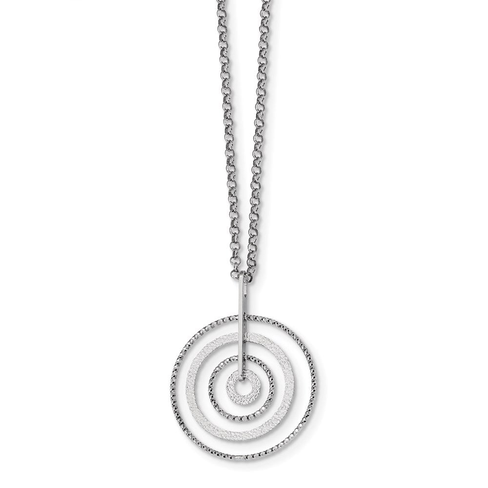 Sterlingsilber Rhodiniert Diamantiert Kreise mit 2 Zoll Verlängerung. Halskette