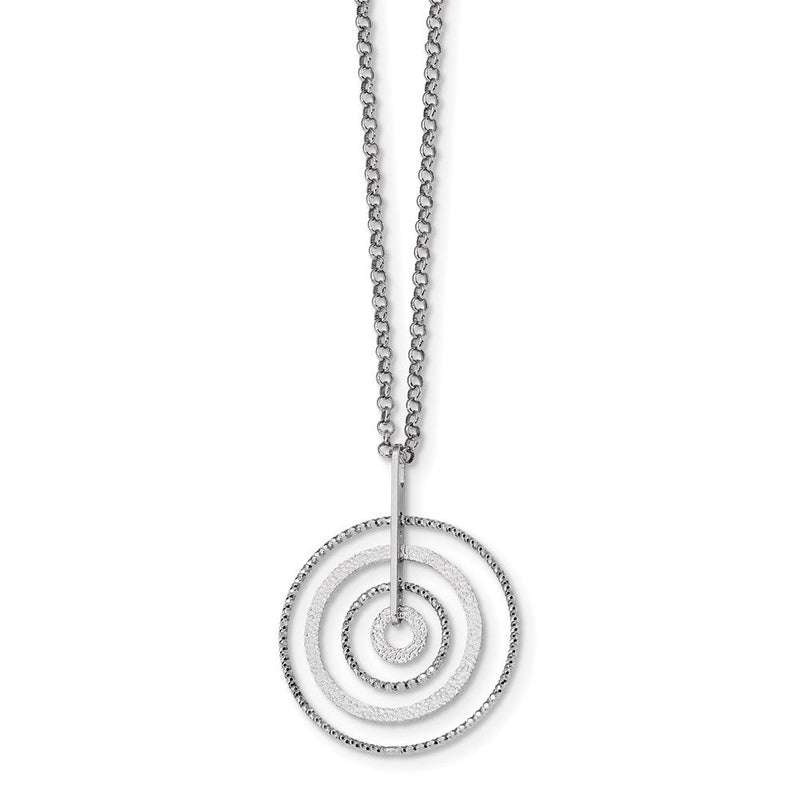 Sterlingsilber Rhodiniert Diamantiert Kreise mit 2 Zoll Verlängerung. Halskette