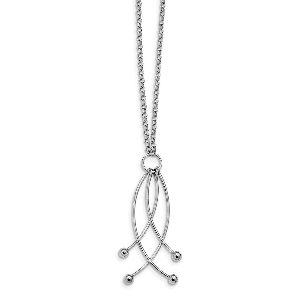Sterlingsilber Rhodiniert Poliert 4 Gebogen Dangles Halskette