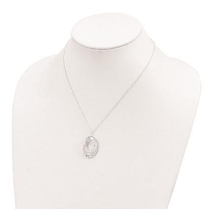Sterlingsilber Diamantiert Offen Oval Filigran Halskette
