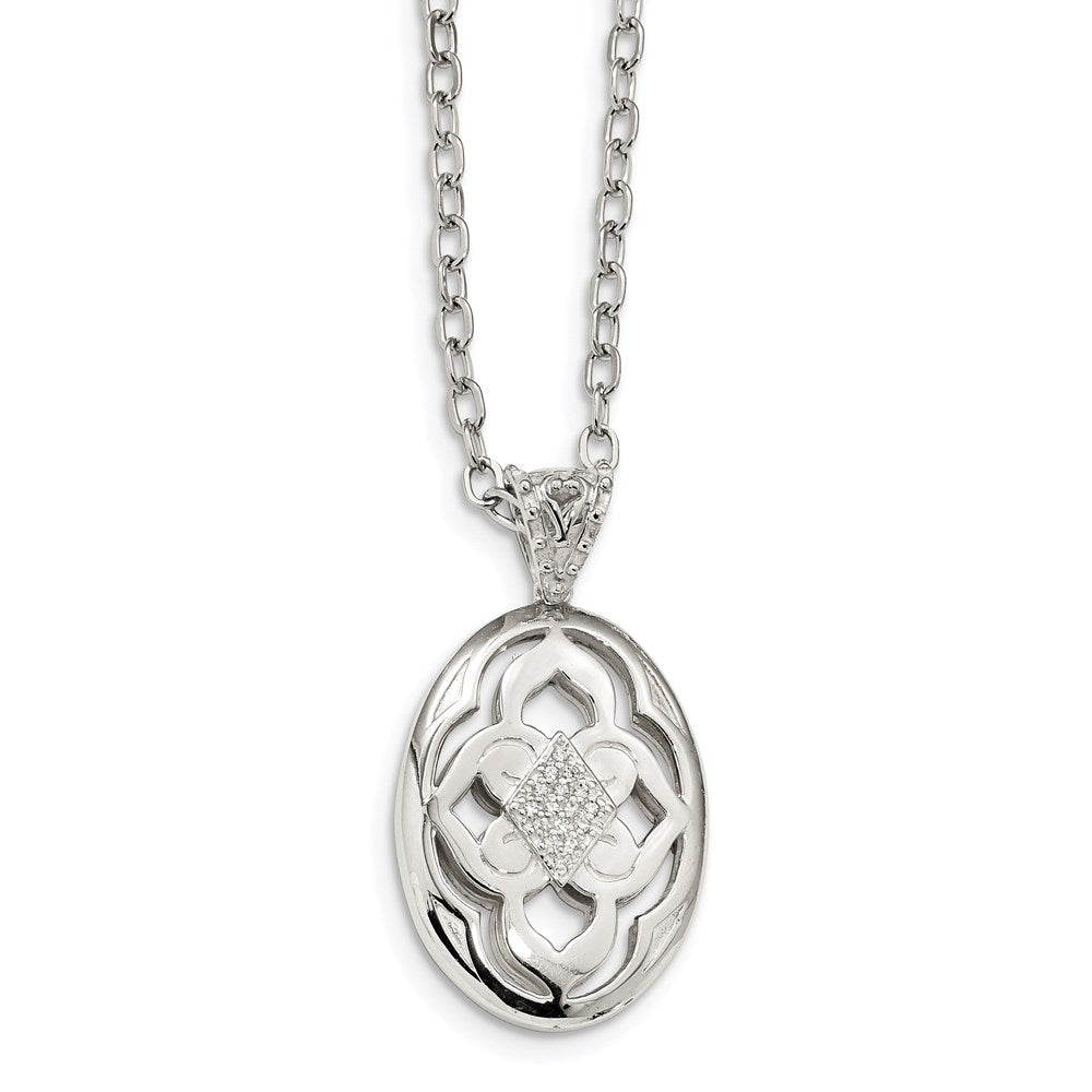Sterlingsilber Zirkonia Offen Oval Halskette